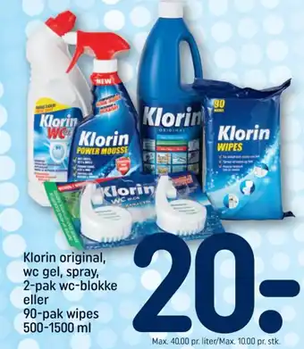 REMA 1000 Klorin original, wc gel, spray, 2-pak wc-blokke eller tilbud