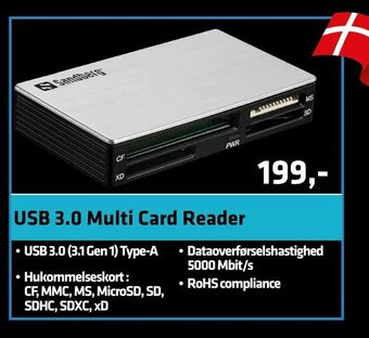 LabTech Data USB 3,0 Multi Card Reader tilbud