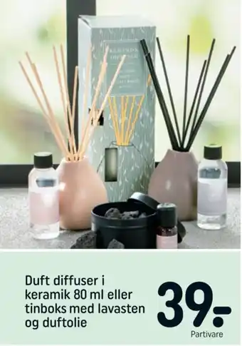 Duft diffuser i keramik 80 ml eller tinboks med lavasten