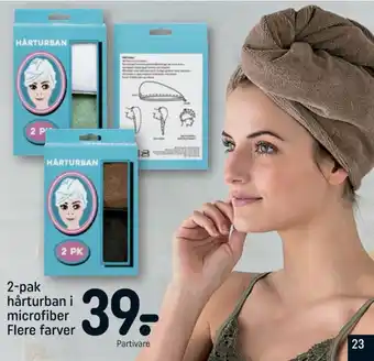 REMA 1000 2-pak hårturban i microfiber Flere farver tilbud