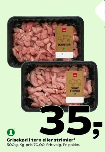 Grisekød i tern eller strimler