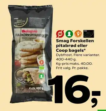 Coop 365 Smag Forskellen pitabrød eller Coop bagels tilbud