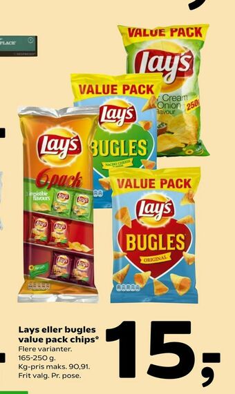 Coop 365 Lays eller bugles value pack chips tilbud