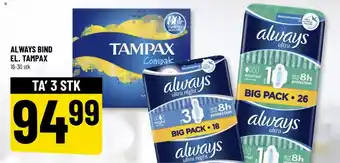 Løvbjerg ALWAYS BIND EL. TAMPAX tilbud