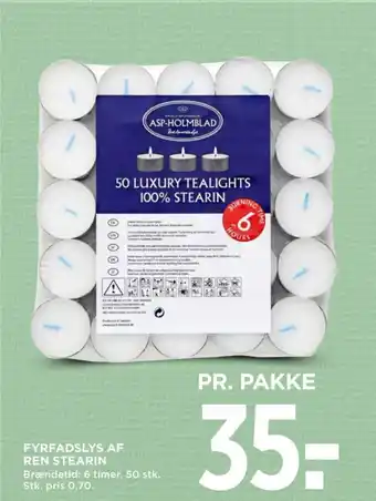 MENY FYRFADSLYS AF REN STEARIN tilbud