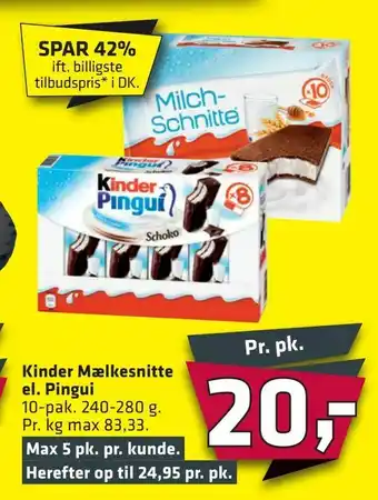 Fleggaard Kinder Mælkesnitte el. Pingui tilbud
