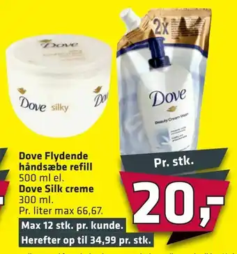 Fleggaard Dove Flydende håndsæbe refill Dove Silk creme tilbud