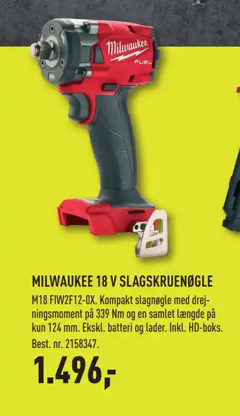 MILWAUKEE 18 V SLAGSKRUENØGLE