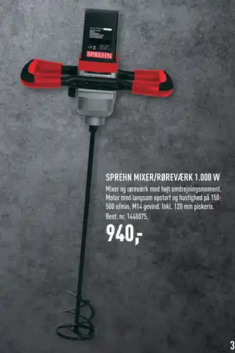 Johannes Fog SPREHN MIXER/RØREVÆRK 1.000 W tilbud