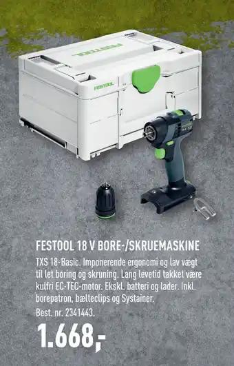 Johannes Fog FESTOOL 18 V BORE-/SKRUEMASKINE tilbud