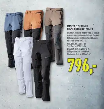 Johannes Fog MASCOT CUSTOMIZED BUKSER MED KNÆLOMMER tilbud