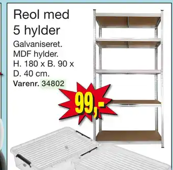 Harald Nyborg Reol med 5 hylder tilbud