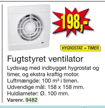 Fugtstyret ventilator