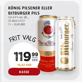 Scandinavian Park KÖNIG PILSENER ELLER BITBURGER PILS tilbud