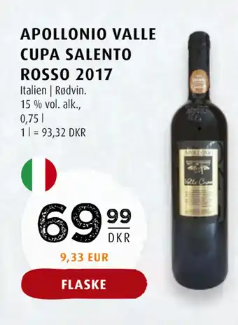 Scandinavian Park APOLLONIO VALLE CUPA SALENTO ROSSO 2017 tilbud