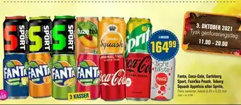 Otto Duborg Fanta, Coca-Cola, Carlsberg Sport, FuzeTea Peach, Tuborg Squash Appelsin eller Sprite tilbud