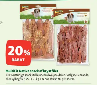 Maxi Zoo MultiFit Native snack af brystfilet tilbud