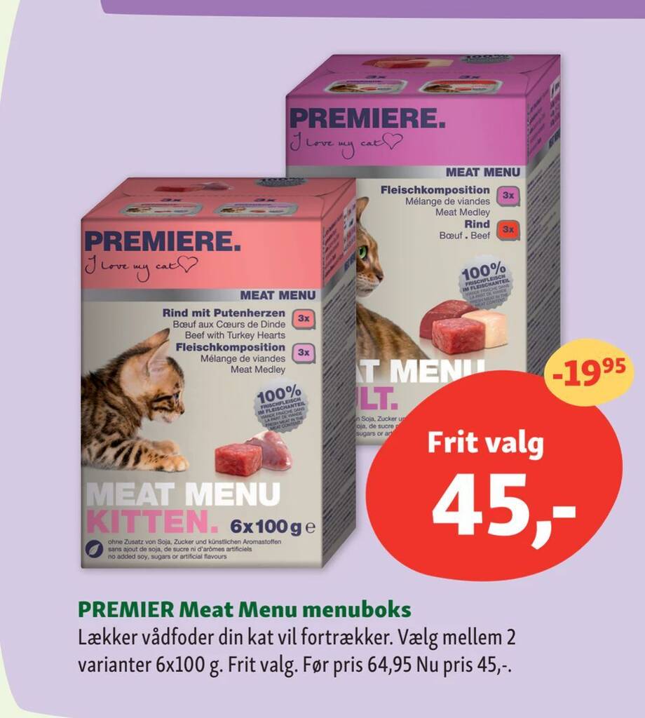 PREMIER Meat Menu menuboks tilbud hos Maxi Zoo