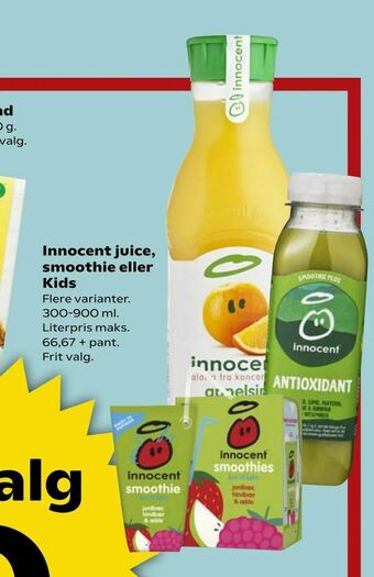 Kvickly Innocent juice, smoothie eller Kids tilbud