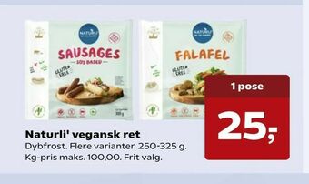 Kvickly Naturli' vegansk ret tilbud