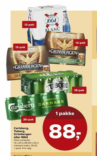 Kvickly Carlsberg, Tuborg, Grimbergen eller 1664 tilbud
