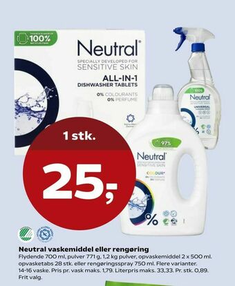 Kvickly Neutral vaskemiddel eller rengøring tilbud