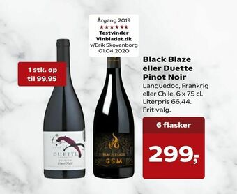 Kvickly Black Blaze eller Duette Pinot Noir tilbud