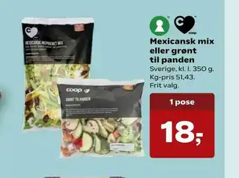 Kvickly Mexicansk mix eller grønt til panden tilbud