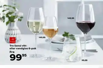 Kvickly Tre Sensi vin eller vandglas 6-pak tilbud