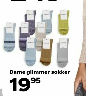 Kvickly Dame glimmer sokker tilbud