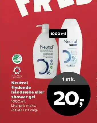 Kvickly Neutral flydende håndsæbe eller shower gel tilbud