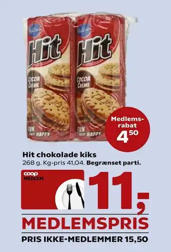 Kvickly Hit chokolade kiks tilbud