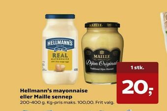 Kvickly Hellmann's mayonnaise eller Maille sennep tilbud