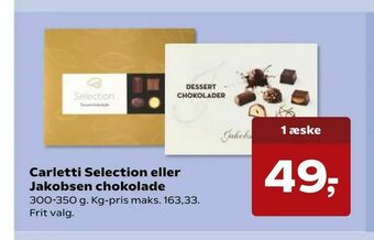 SuperBrugsen Carletti Selection eller Jakobsen chokolade tilbud