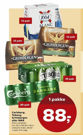 SuperBrugsen Carlsberg, Tuborg, Grimbergen eller 1664 tilbud