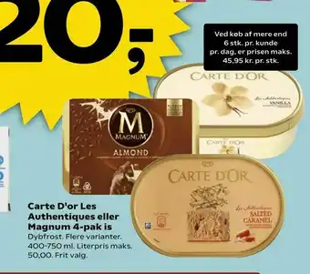 SuperBrugsen Carte D'or Les Authentiques eller Magnum 4-pak is tilbud