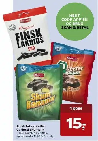 SuperBrugsen Finsk lakrids eller Carletti skumslik tilbud