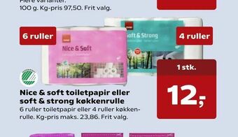 SuperBrugsen Nice & soft toiletpapir eller soft & strong køkkenrulle tilbud