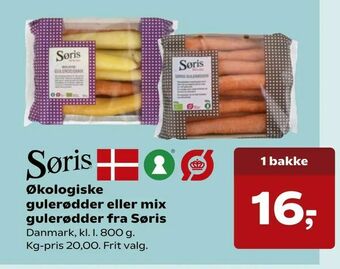Økologiske gulerødder eller mix gulerødder fra Søris