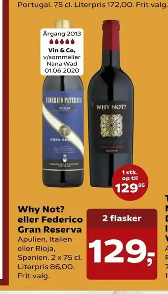 SuperBrugsen Why Not? eller Federico Gran Reserva tilbud