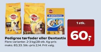 SuperBrugsen Pedigree tørfoder eller Dentastix tilbud