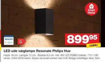 Bauhaus LED ude væglampe Resonate Philips Hue tilbud
