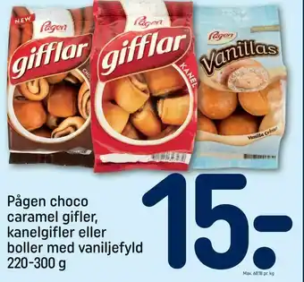 Rema 1000 Pågen choco caramel gifler, kanelgifler eller boller med vaniljefyld tilbud