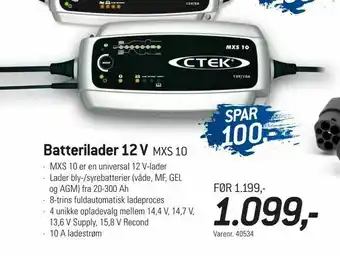 Thansen Batterilader 12 V MXS 10 tilbud