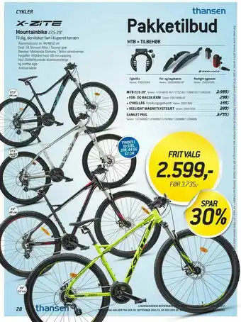 Thansen Mountainbike 27.5-29" Pakketilbud tilbud