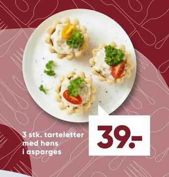 3 stk. tarteletter med høns i asparges