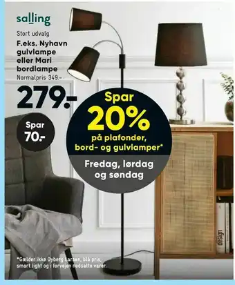 Bilka Nyhavn gulvlampe eller Mari bordlampe tilbud