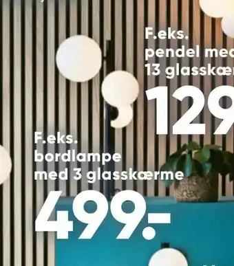 Bilka Bord lampe med 3 glasskærme tilbud