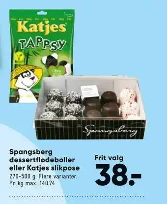Bilka Spangsberg dessertflødeboller eller Katjes slikpose tilbud