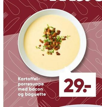 Bilka Kartoffelporresuppe med bacon og baguette tilbud